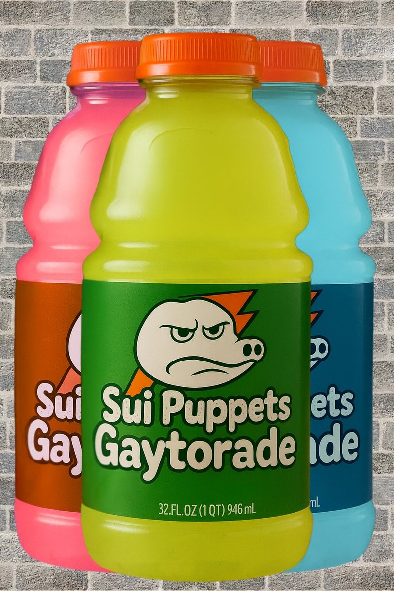Peachie ๐น๐ (@mspeachiefoxx) on Twitter photo When I am thirsty when wake up and have a bottle of <a href="/SuiPuppets/">Sui Puppets</a> Gaytorade ๐
Sui Puppets Gaytorade โ made from swamp water, blessed by gators, and served with sass. ๐โจ When I am thirsty when wake up and have a bottle of <a href="/SuiPuppets/">Sui Puppets</a> Gaytorade ๐
Sui Puppets Gaytorade โ made from swamp water, blessed by gators, and served with sass. ๐โจ
