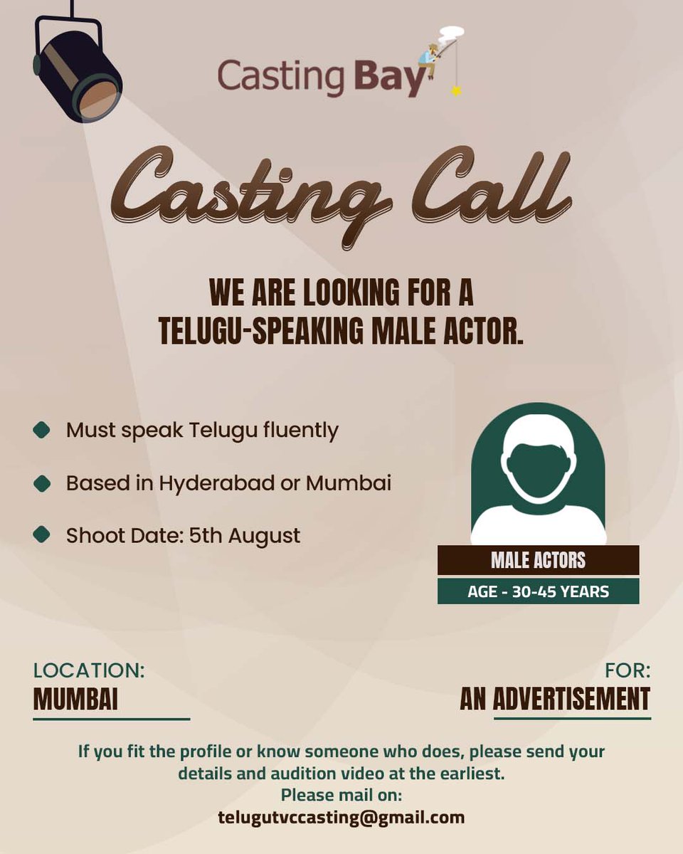 Please read the requirements carefully &amp; send us an email if you fit on the given email-id, feel free to share it with anyone you think fits the part. Thank you!
 
#CastingBay #CastingCall #Casting #Actor #MaleActor #Mumbai