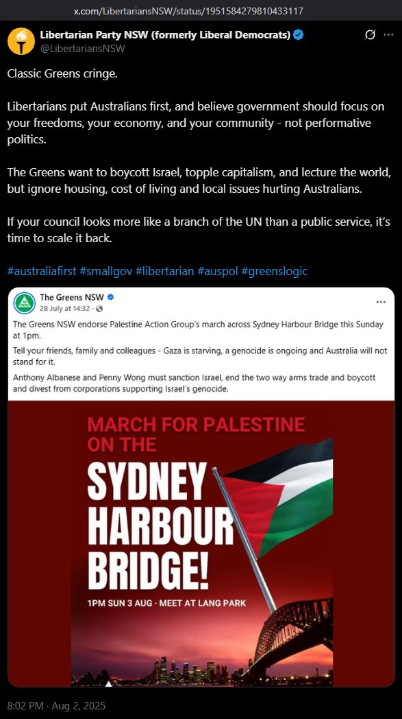 stvvcy's tweet photo. @DavidLeyonhjelm Libertarians NSW posted this at 8pm, but it was swiftly deleted...

https://t.co/bgWWA0Cclh https://t.co/KSWL2rP4p6