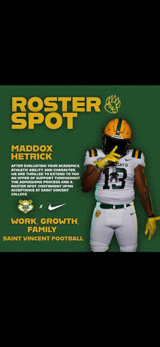 Maddox Hetrick (@maddo_hetrick2) on Twitter photo I am thankful to have the opportunity to play at the next level. I love what is being built <a href="/SVC_FTBL/">Saint Vincent College Football</a> and want to thank <a href="/CoachCGoff/">𝐂𝐚𝐬𝐞𝐲 𝐆𝐨𝐟𝐟</a> <a href="/Coach_ZShaw/">Zach Shaw</a> and the rest of the coaching staff for this opportunity! I am thankful to have the opportunity to play at the next level. I love what is being built <a href="/SVC_FTBL/">Saint Vincent College Football</a> and want to thank <a href="/CoachCGoff/">𝐂𝐚𝐬𝐞𝐲 𝐆𝐨𝐟𝐟</a> <a href="/Coach_ZShaw/">Zach Shaw</a> and the rest of the coaching staff for this opportunity!