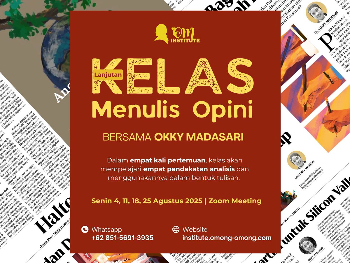 omenulis_'s tweet photo. Kelas Menulis Opini Lanjutan udah dibuka nih. Buruan daftar! 😱 https://t.co/st5LUltZCl