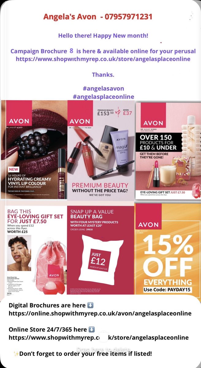 AngelasAvon's tweet photo. Welcome to August!! Brochure 8 is now available for your perusal.

 Digital Brochures are here ⬇️ https://t.co/Q7wZoWRvsT
Online Store 24/7/365 here  ⬇️ https://t.co/zgrZIJixWf

Get your 15% off &amp; Don't forget to order your free items if listed!

#angelasavon
#angelasplaceonline https://t.co/3snIDb2EI0