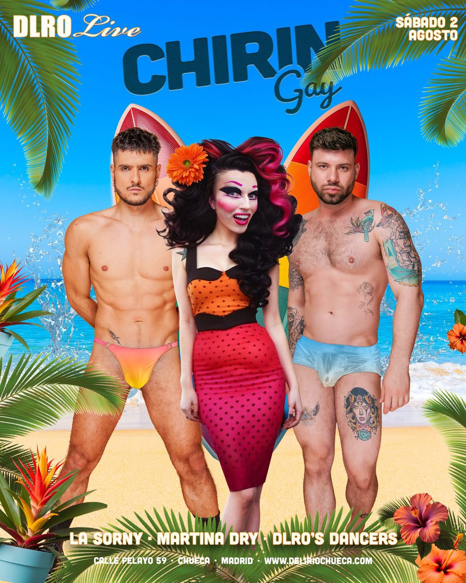 🏖️☀️ CHIRINGAY 🏖️☀️

📆 Sábado 02/08 - 23:59h

💯 GRANDES OFERTAS QUE VUELAN!!! 

🍸🍸🍸🍸🍸45€
🍺🍺🍺🍺🍺 25€

(Ver condiciones en flyer)

🎫 deliriochueca.com

📍 C/ Pelayo 59, Madrid

Ⓜ️ Chueca/Tribunal

❤️ Haz de tu noche un Delirio ❤️