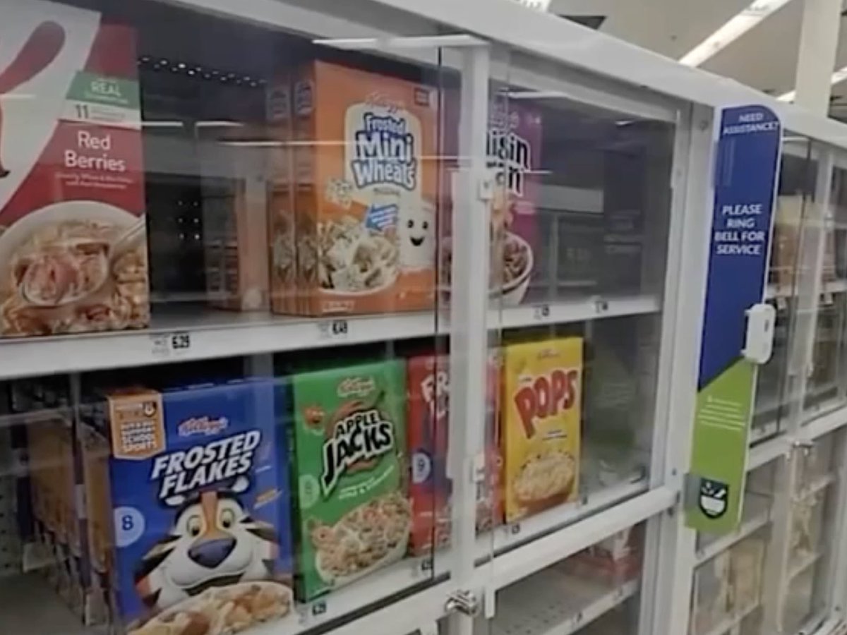 Hey here’s a wild idea!!

Why don’t you lock up the thieves instead of the Frosted Flakes?