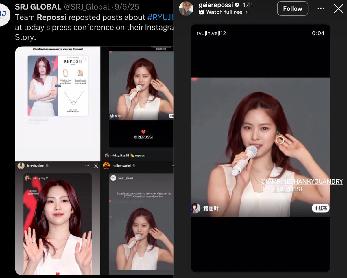 Firstly, Repossi sponsored her for their cb. Brands literally sponsor whenever celebs attend red carpet, showcase event, etc.
Secondly, Repossi team including the brand director follow her IG and reposted that exact moment

A post with 1 like and y’all are so quick to drag Ryujin