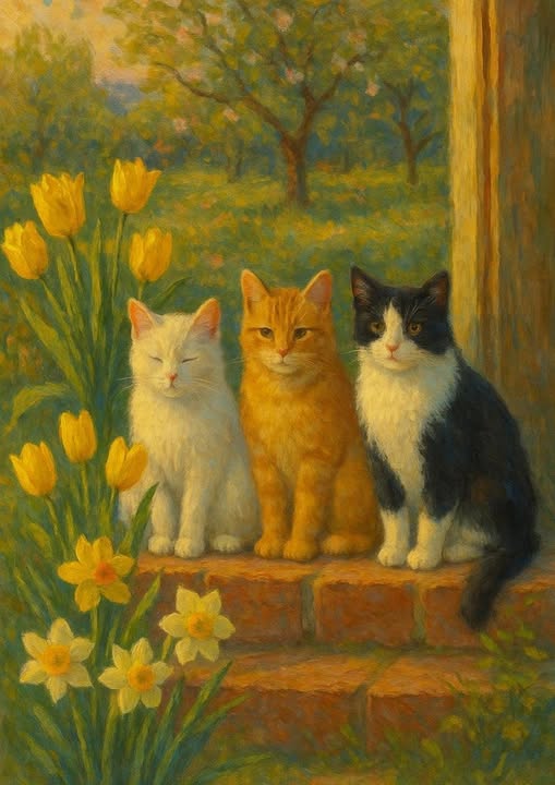 GOOD MORNING, TWITTER!!!
I'm taking a break. My late husband's sister and her husband flew in from Washington to visit me. 
I haven't seen them in about 5 years, so I'm spending all my time with them.
But I have a couple of minutes to say Happy Caturday!!!