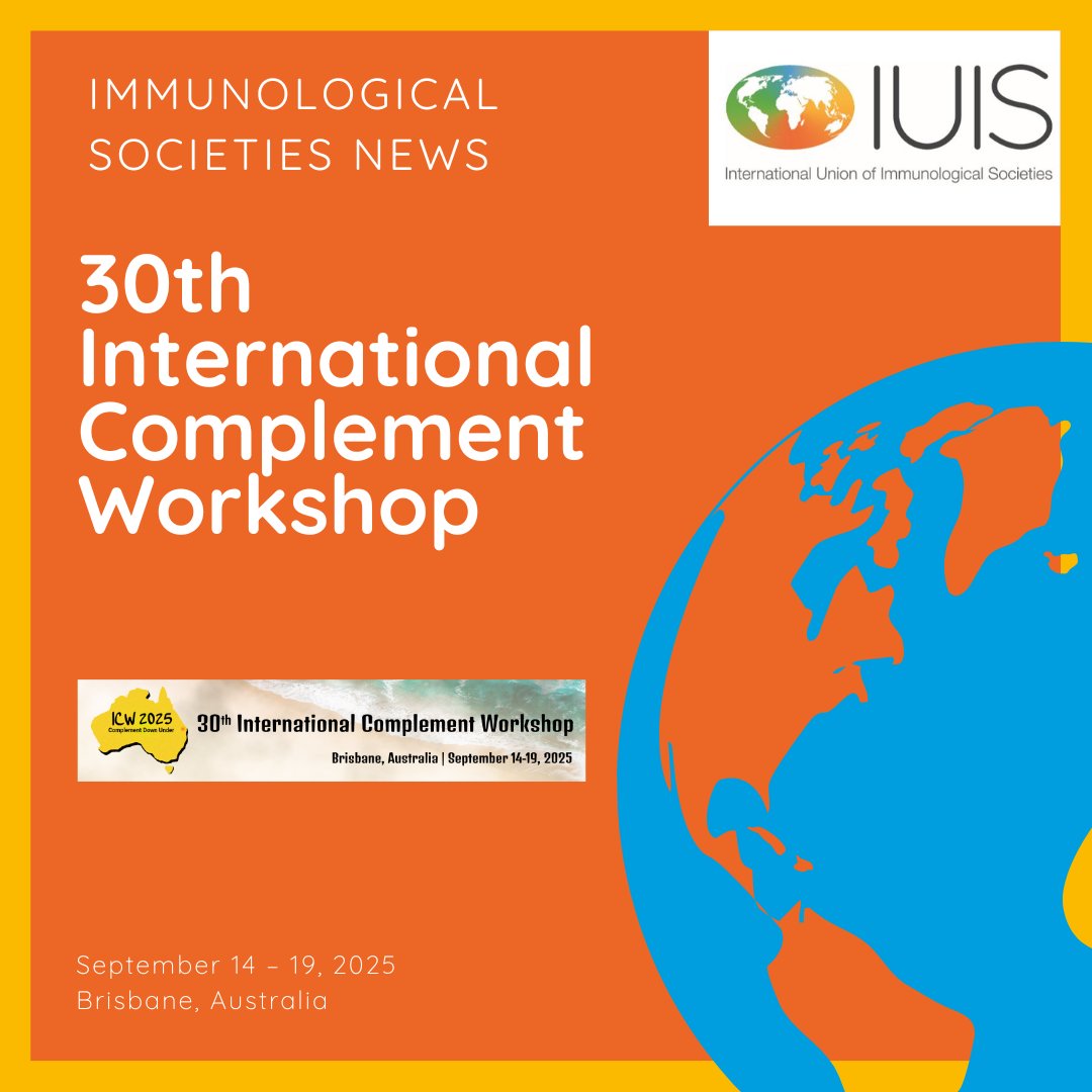 International Union of Immunological Societies (@iuis_online) on Twitter photo ๐ฆ๐บ For the first time ever โ ICW heads to Australia!
Join the 30th International Complement Workshop in Brisbane, September 2025
๐ Brisbane, Australia 
๐๏ธ Donโt miss this historic edition of ICW!
loom.ly/CZ30Wzs
#GlobalImmunology #ImmunologyWithoutBorders ๐ฆ๐บ For the first time ever โ ICW heads to Australia!
Join the 30th International Complement Workshop in Brisbane, September 2025
๐ Brisbane, Australia 
๐๏ธ Donโt miss this historic edition of ICW!
loom.ly/CZ30Wzs
#GlobalImmunology #ImmunologyWithoutBorders
