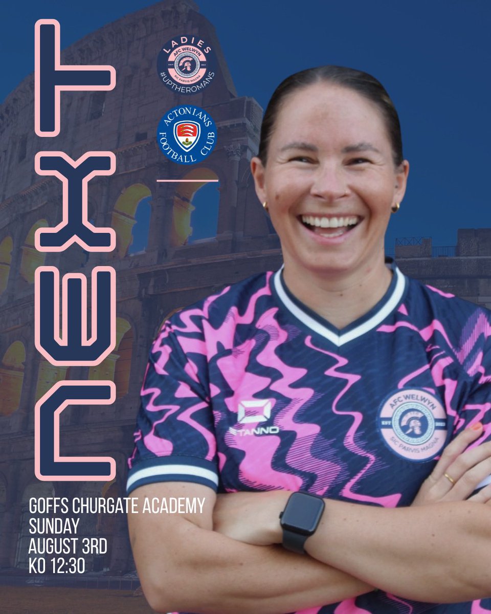 Next Up🔜

For our FIRST ever game we are taking on <a href="/ActoniansLFC/">Actonians WFC</a> Reserves in a friendly

📍Goffs-Churchgate Academy, EN8 9LY
⏰ KO 12:30pm
📅 Sunday 3rd August

Come on you Romans🛡️

#UTR
