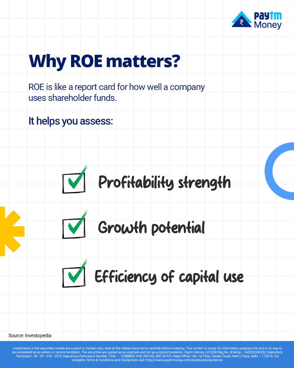 PaytmMoney's tweet photo. (2/7)
#ROE #ReturnOnEquity #InvestingTips #SmartInvesting #StockMarket101 #PaytmMoney #InvestKarBefikar https://t.co/lJsJ5EgV3g