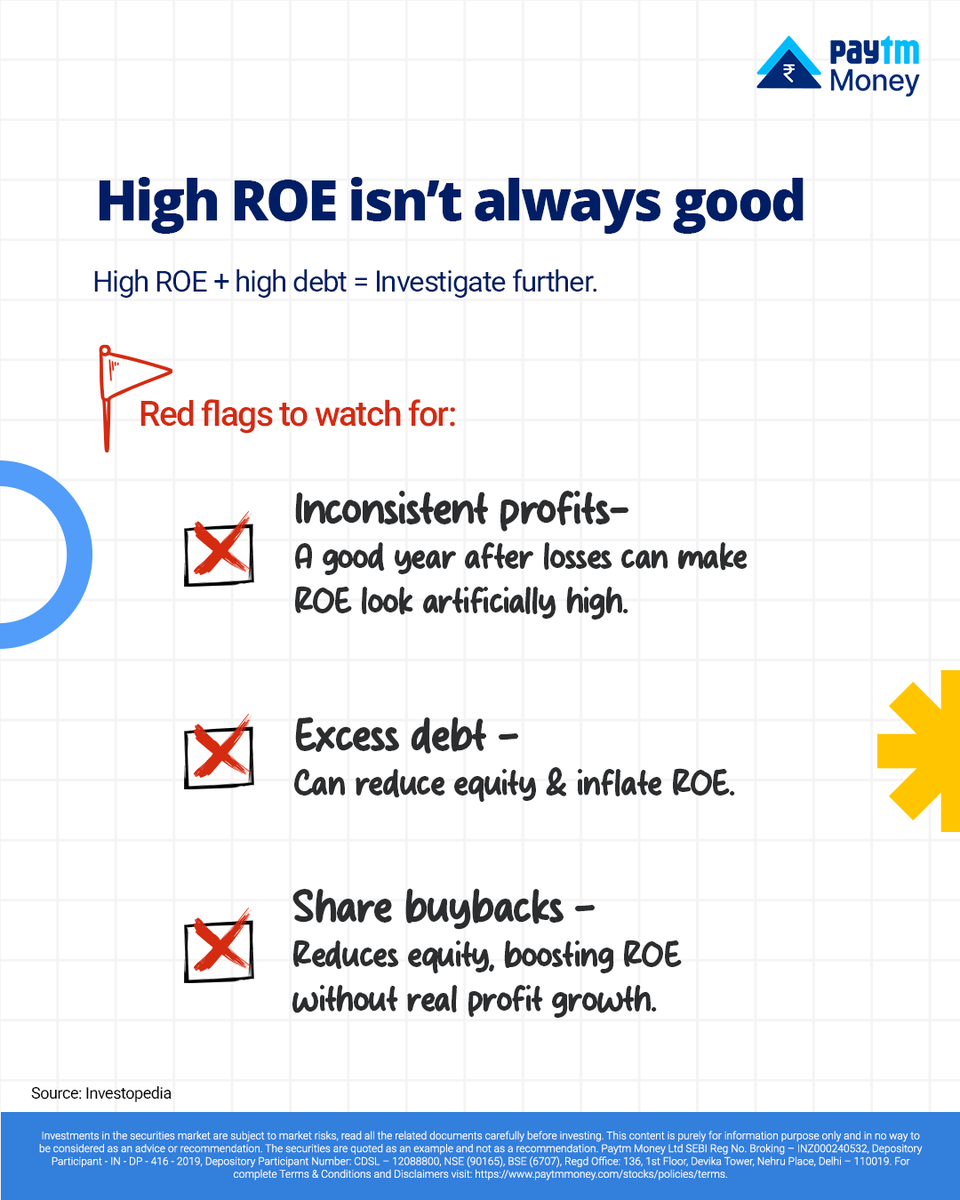 PaytmMoney's tweet photo. (5/7)
#ROE #ReturnOnEquity #InvestingTips #SmartInvesting #StockMarket101 #PaytmMoney #InvestKarBefikar https://t.co/d6Sp3Lwfq4
