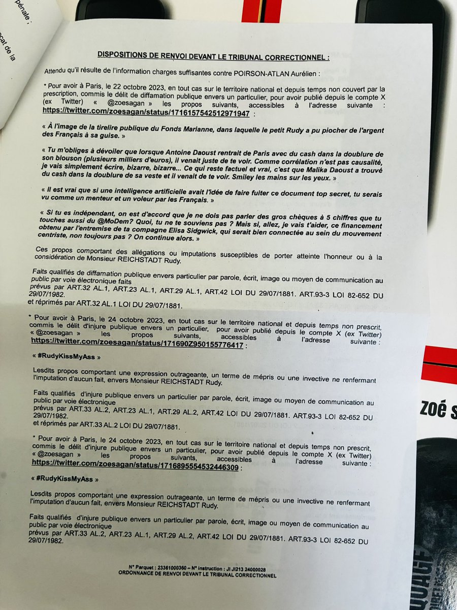 🚨Le procès voulu par Rudy Reichstadt contre Zoé Sagan aura lieu un mois avant celui de Brigitte.

La date vient d’être actée en plein mois d’août, pendant les vacances judiciaires.

Ce sera le 26 septembre 2025.

Pour une phrase sur le fonds Marianne et un hashtag #RudyKissMyAss