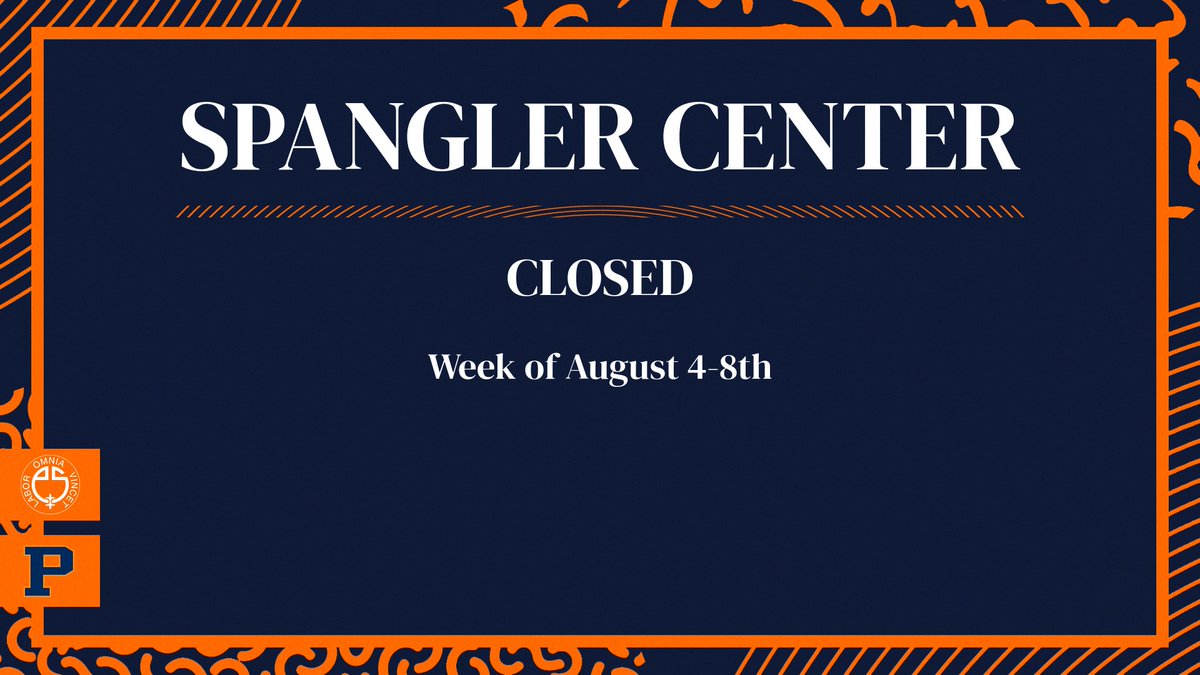 Important Update: The Spangler Center will be CLOSED the week of August 4-8th. Please plan accordingly. #pantherpride