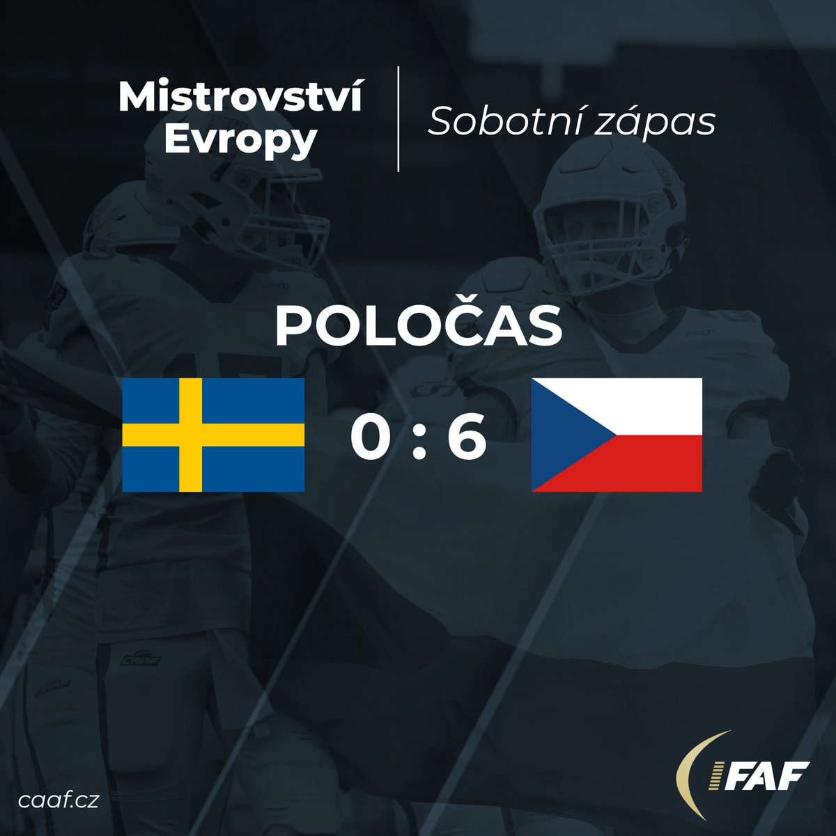 🇨🇿 Po prvním poločase vedeme 6:0! 💪 Úvodní půlka zápasu nabídla především turnovery a o body českého týmu se dvěma field goaly postaral Marek Hruboň. 🦵🏻🏈