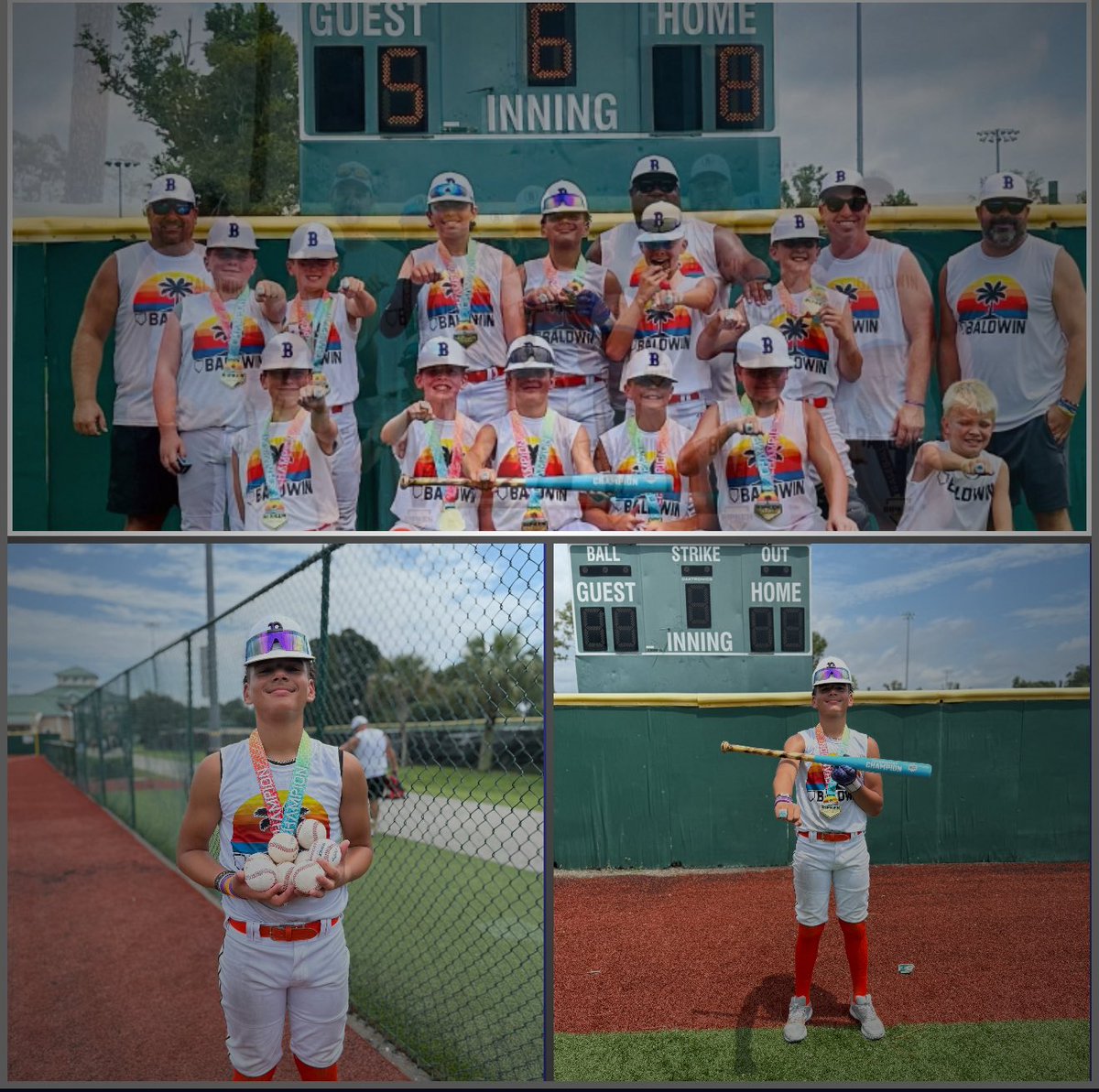 So proud of this group! Congrats to Baldwin 12U for going UNDEFEATED (8-0) and winning the Championship in Ripken Myrtle Beach! Brenton finished the week with 8 home runs to help his team and 5 game MVP’s! He was locked in offensively and defensively! Amazing to watch! #BaldWIN⚾️