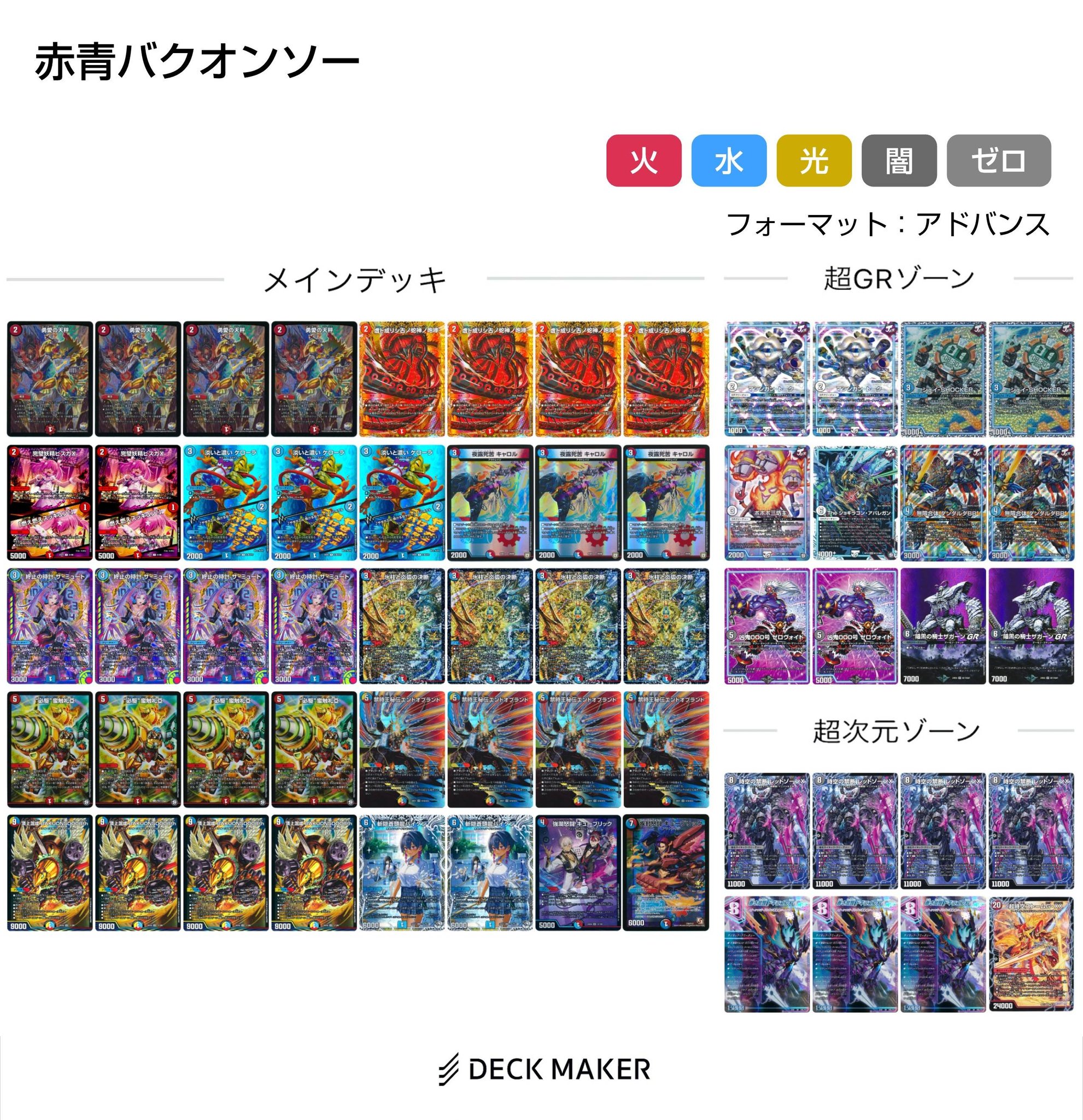 赤青バクオンソーデッキ＋デッキパーツ 計47枚 ラッカバクオンソー 赤青バクオンソー デュエマデッキの通販