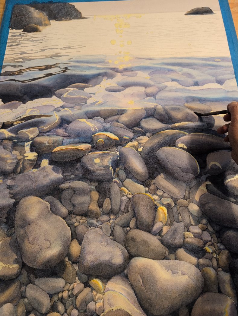 Devam eden çalışmam.
Watercolor in progress by Rukiye Garip
76 cm x 56 cm (30 in x 22 in)