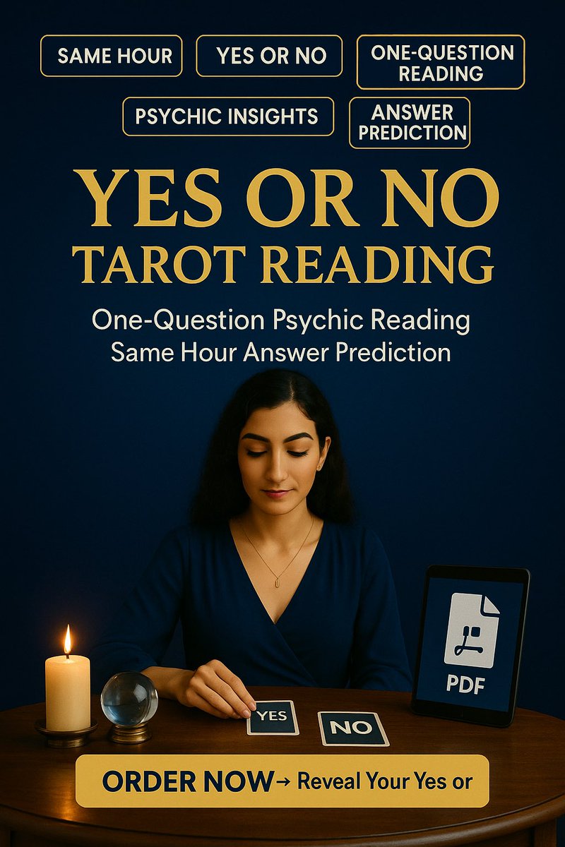Luna08019940136's tweet image. Yes or No Reading
One question. One answer. One hour.
Simple, powerful clarity – fast.
🕯️ Ask now:

etsy.com/listing/190455…

#YesNoTarot #QuickReading