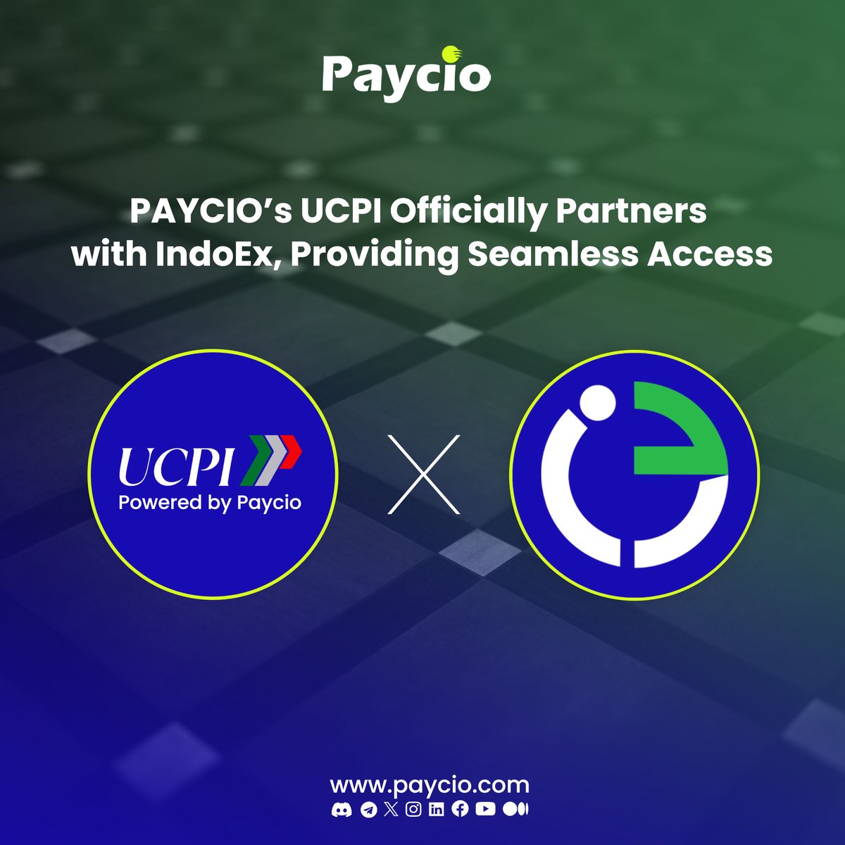 We’re proud to announce a major breakthrough in global crypto infrastructure!

Paycio's UCPI protocol has officially been integrated with IndoEx, a global crypto exchange with 4.5M+ users — setting a new benchmark for operational efficiency, scalability, and seamless
