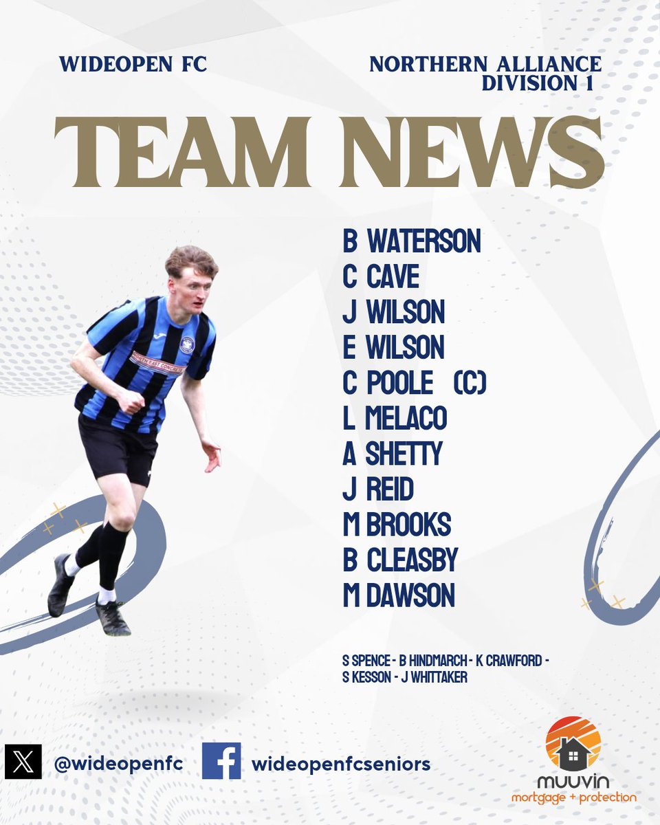 Wideopen FC (@wideopenfc) on Twitter photo TEAM NEWS |
Our first team selection of the season sees us hand out four full debuts, with a possible further three from the bench.
Connor Poole captains a new look and youthful Wideopen FC, as we face, <a href="/whitleybay_sc/">Whitley Bay SC</a>
🔵⚫️
#UTO TEAM NEWS |
Our first team selection of the season sees us hand out four full debuts, with a possible further three from the bench.
Connor Poole captains a new look and youthful Wideopen FC, as we face, <a href="/whitleybay_sc/">Whitley Bay SC</a>
🔵⚫️
#UTO