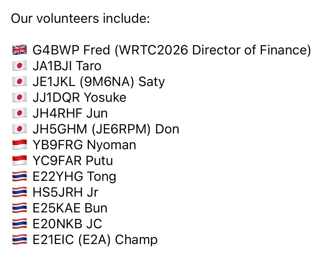 SomChamp's tweet image. WRTC2026 will have a booth at Tokyo Ham Fair on 23-24 August 2025 to promote the Olympics of radiosport and to raise funds for the UK organiser.  So please come show us your support at Booth A-04.
WRTC2026 info at wrtc2026.org

#WRTC2026