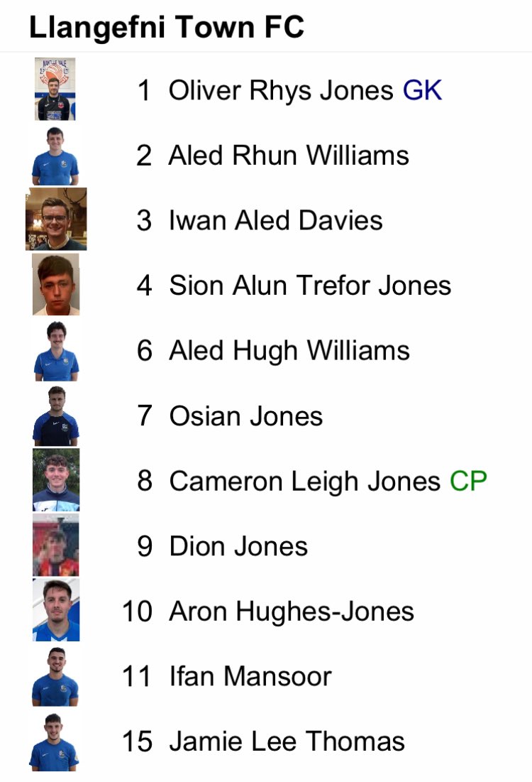 Tîm heddiw yn erbyn Carno.