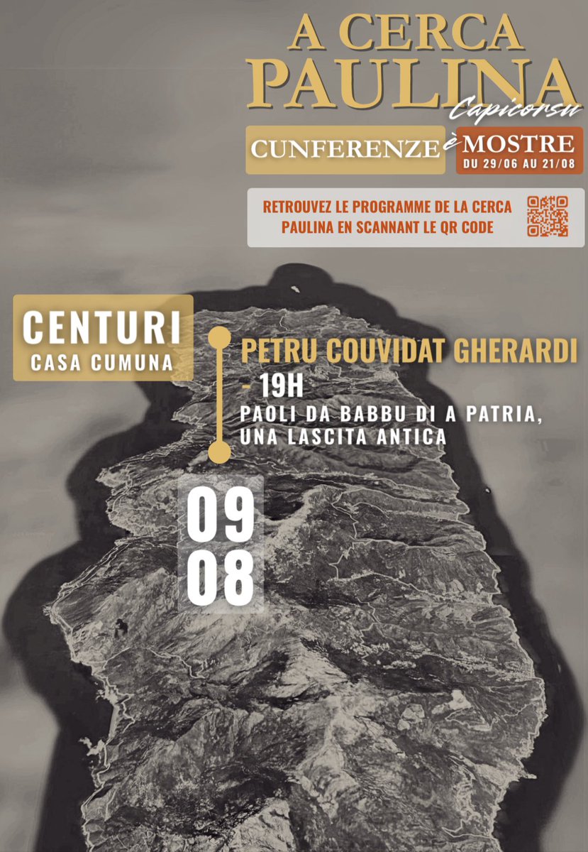 PetruGherardi's tweet image. Sabbatu chì vene, averaghju u piacè d'esse in a casa cumuna di Centuri, per una cunferenza induve si vulterà annant'à u titulu di "Pater Patriae", ch'è no cunniscimu, in Corsica, per via di Pasquale Paoli, u "Babbu di a Patria". À truvà ci quassù! #Paoli300 #CercaPaulina 1/2