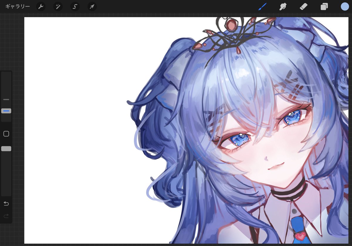 簡易メイキング！

ラフ

明るい色で下地塗る

オーバーレイ＆ソフトライトで空気感
乗算(紫)で影つけ

1枚のレイヤーで描き込み