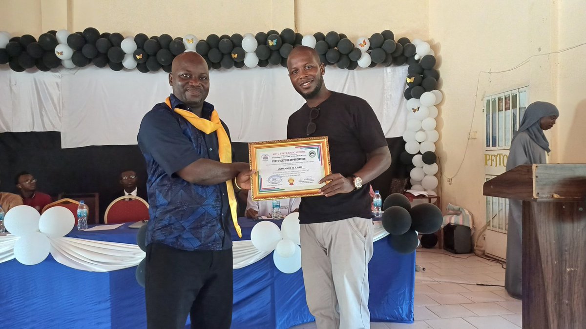 When you serve with no expectations, the rewards find you. 🙏

Grateful to receive a Certificate of Appreciation from Kotou JSS for supporting their graduations over the past 3 years. Their invitation alone is always enough.

Thanks to Mr. Jallow &amp; my sister Ya Tenneng.