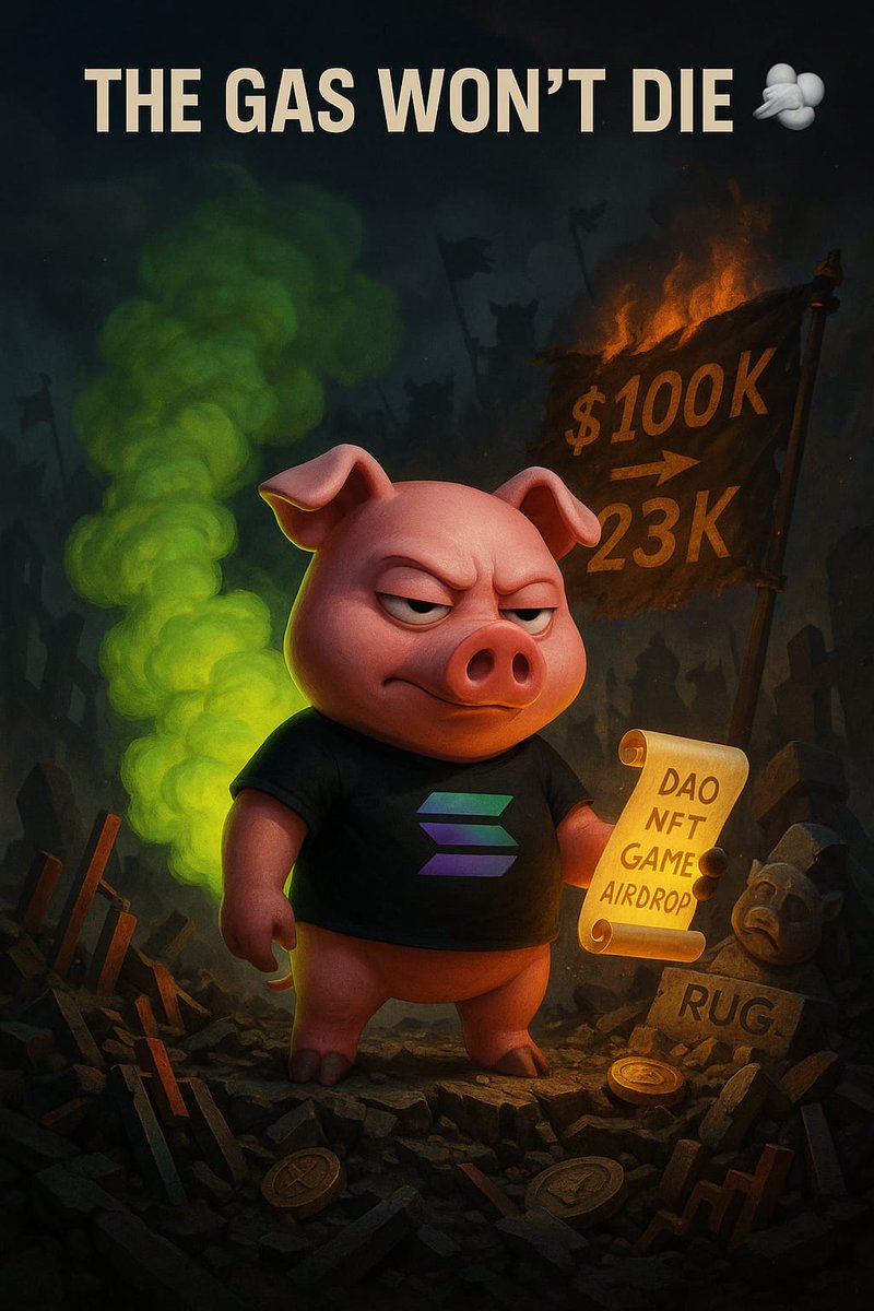 🐷💥 The chart crashed. We almost did too.
But the gas... the gas WON’T DIE. 💨🫢
🚽 We built a GAME, NFTs, DAO, AIRDROP.
We sweated harder than a pig in a sauna.
Delivered more than most Solana bluechips.

💣 And right when we were ready to explode…
An ex-partner dumped 240M