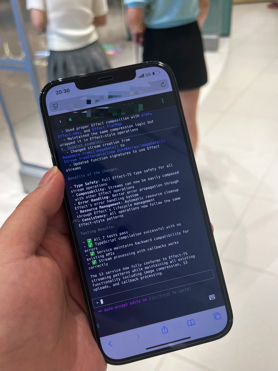 Ray (@xesrevinu) on Twitter photo Claude code is great. I can work while shopping with my girlfriend😁. It‘s also fun to write Effect with effect-mcp. <a href="/VibeTunnel/">VibeTunnel</a> Claude code is great. I can work while shopping with my girlfriend😁. It‘s also fun to write Effect with effect-mcp. <a href="/VibeTunnel/">VibeTunnel</a>
