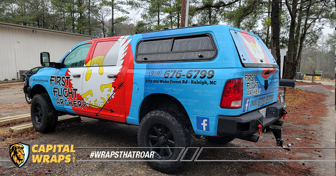 Capitalwraps's tweet photo. Bullseye!🎯 Just wrapped this truck for First in Flight Archery (Cary, NC). This mobile target is perfect for grabbing attention. Great parked signage too! #VehicleWrap #LocalBusiness #CaryNC https://t.co/m3COZv3RqI