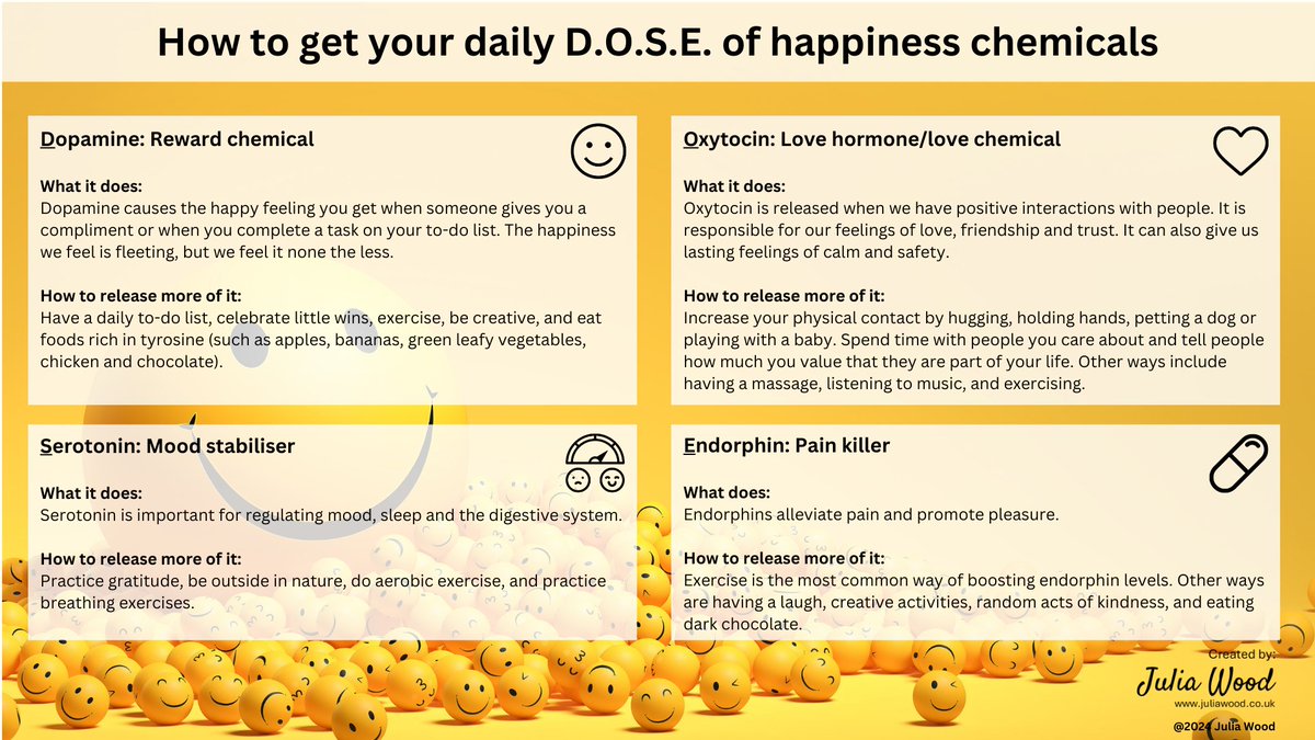 Here’s how to get your daily D.O.S.E. of happiness chemicals…
I email out a one-page illustration out each week to help you de-frazzle your NHS job. Interested? Sign up here: tinyurl.com/3peuecey