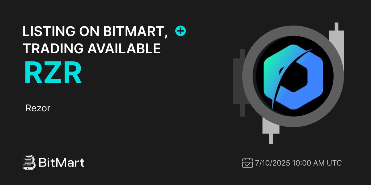 MustStopSouhait's tweet photo. BitMart Listing ! 

$RZR Landed On BitMart July 10 With RZR/USDT Trading. 
Deposits Opened July 8, Trading Started At 10:00 AM UTC.

#BuildWithRezor #RezorWallet #RezorListings #CEXListings #Crypto #RezorCommunity #Rezor #RezorStaking #Rezorswap #Bitmart #BitmartListing #Trade https://t.co/tVywKUX9O2