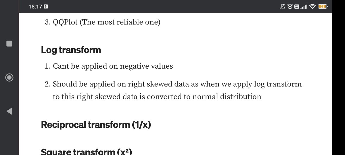 Thapa59063N's tweet image. Day 109 #111DaysOfLearningForChange
@CodeforChange2 Learned about log and reciprocal data transformations today!  Log transform is great for right-skewed data (but not for negatives!). 
#Day109LearningForChange #CodeForChange