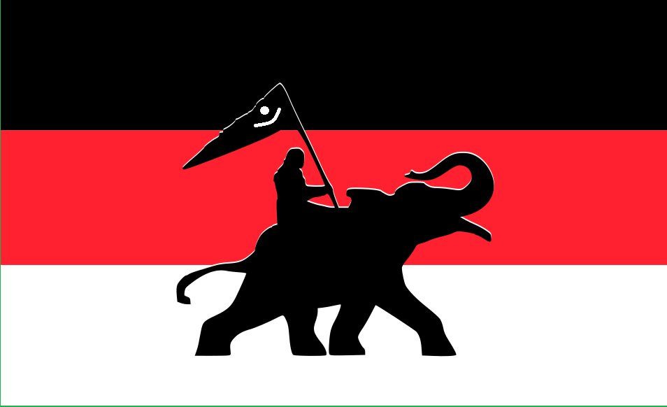 OnR2As09's tweet photo. The Flag of Kalinga Empire of Kharavela;
Black & red represents both the War of Kalinga & its revenge taken by Kharavela while white represents peace & prosperity;
This color combination also is the aesthetics of our Mahaprabhu Jagannatha. #ONR2.0 #MOGA https://t.co/BTrbuIX5he