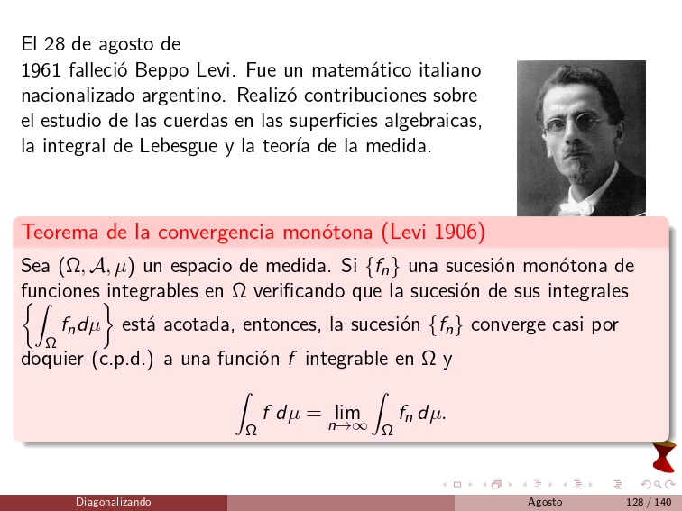 diagonalizando's tweet image. On August 28, 1961, Beppo Levi passed away. He was an Italian mathematician who became a naturalized Argentine citizen. He made contributions to the study of curves on algebraic surfaces, the Lebesgue integral, and measure theory.
#MathematicalAnalysis #Measure