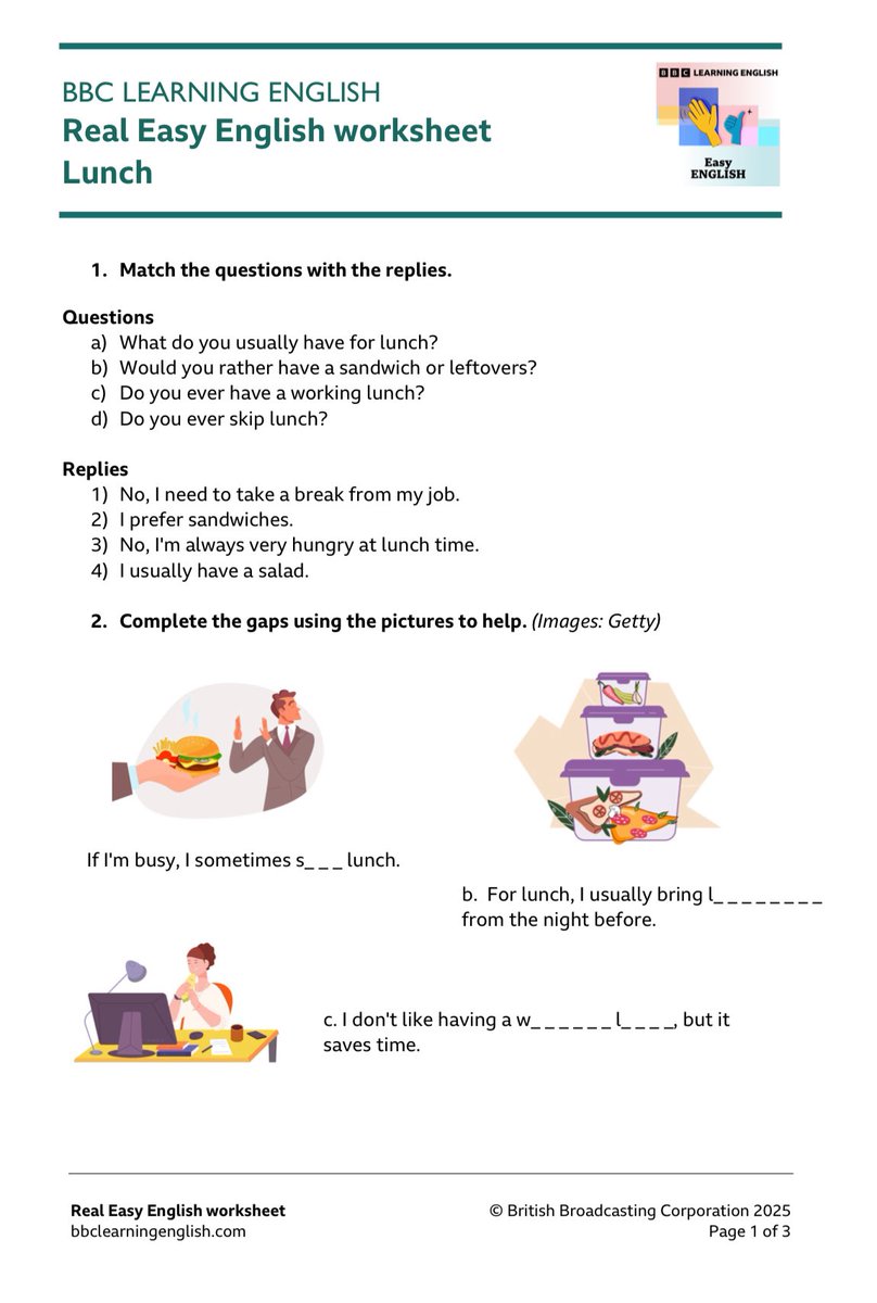 🗣️ BBC Learning English – Real Easy English (무료)
📌 초급~중급 학습자 대상
📌 짧은 회화 에피소드로 듣기 연습
📌 자연스러운 대화 + 주요 표현 설명
📌 주요 주제: 가족, 음식, 친구, 감정, 취미 등
📌 스크립트와 워크시트 제공
📌 출퇴근, 등하교 중 5분 영어 듣기 추천
🎧