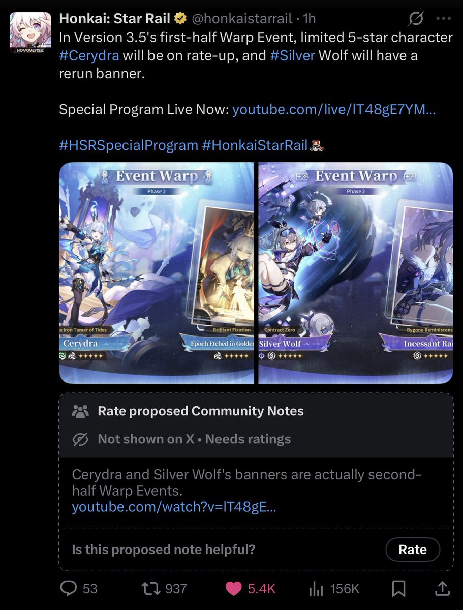 Winterbrism's tweet photo. @honkaistarrail The community notes.. 😨 https://t.co/m6FzDLAeem