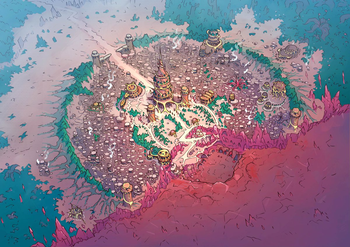 Unusual and wild city of Ambria, founded on the shore of the crystal sea