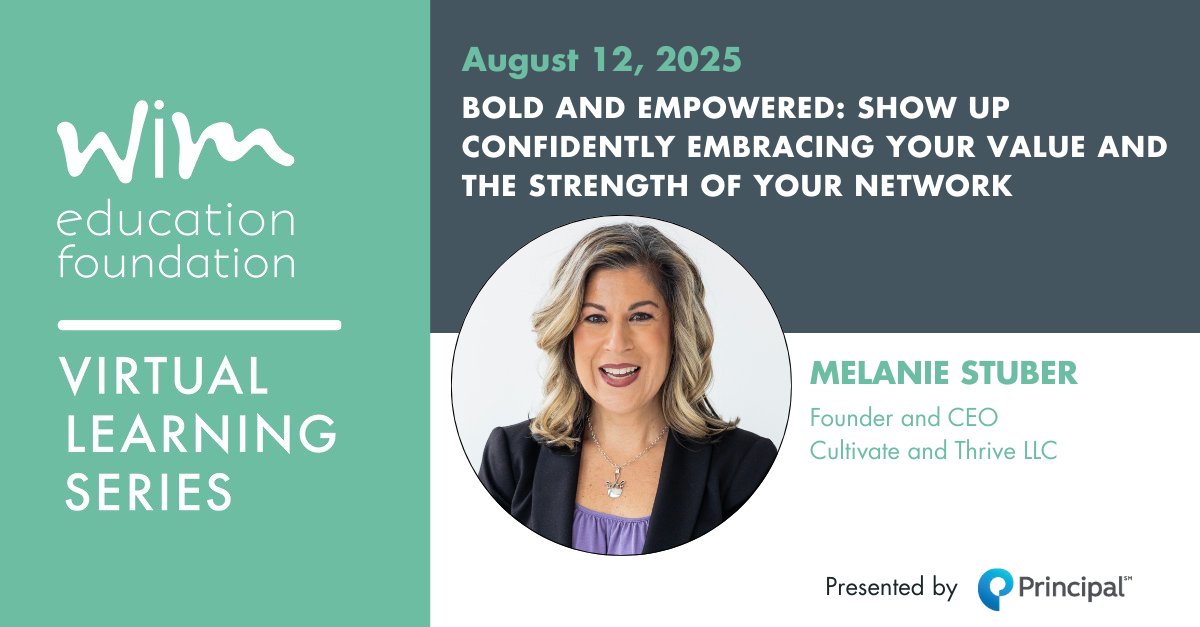 Leadership isn’t a solo journey. Join us Aug 12 at 11 a.m. ET for a webinar with Melanie Stuber, CEO of Cultivate and Thrive. Learn to lead with confidence, own your value &amp; build a personal board of directors. Free for WiM members | $35 for nonmembers ow.ly/Chat50WxFH5