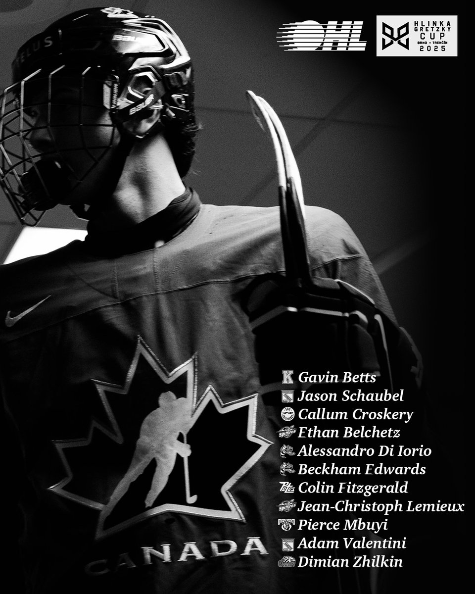 Eleven #OHL players have been chosen to represent Canada at the 2025 #HlinkaGretzkyCup that begins August 11th in Brno, Czechia and Trencin, Slovakia 🇨🇦