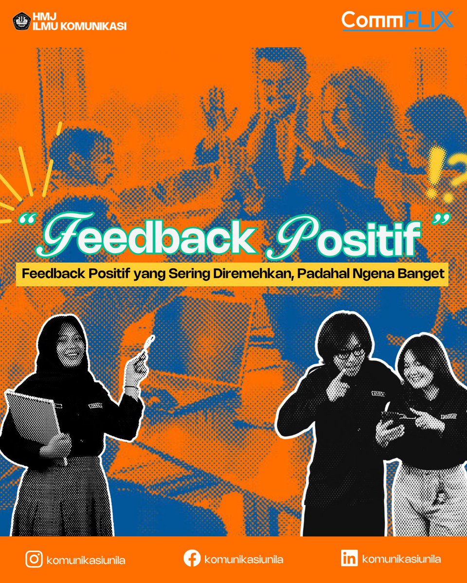 komunikasiunila's tweet image. Commers! Pernah gak sih ngerasa stuck, gak dihargai, atau bawaannya pengen nyerah
aja? Ternyata, feedback positif sekecil apa pun bisa jadi penyemangat yang luar biasa, lho!
#CommX #CommFLIXsolution #Communila
