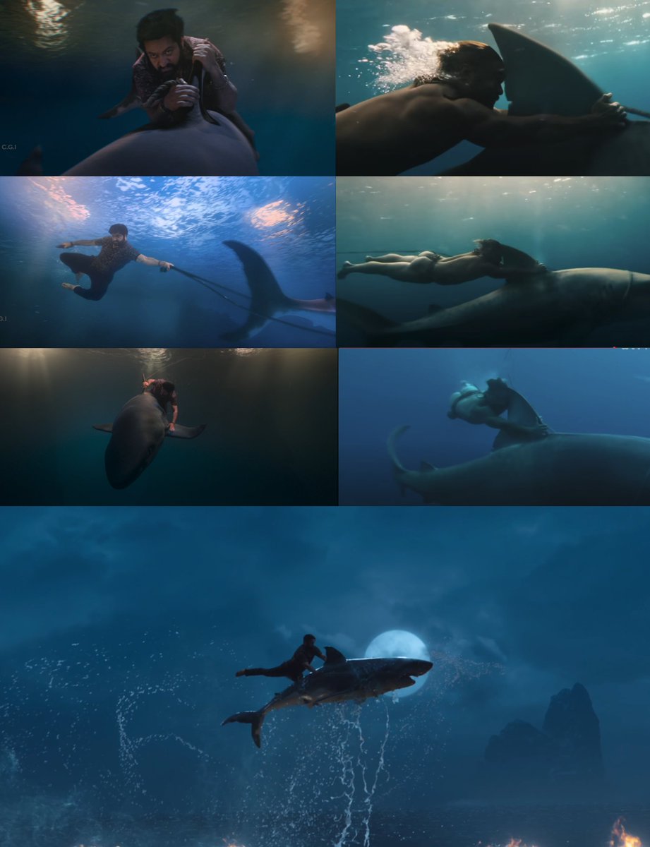 When <a href="/tarak9999/">Jr NTR</a> rides the shark in Devara… and a Hollywood warrior follows 🦈🔥
Pleasantly surprised to see Chief of War (Apple TV+) show Jason Momoa doing the same.
Feels good when Hollywood draws inspiration from Telugu cinema.
#AllHailTheTiger #KoratalaSiva #ntr #Telugu