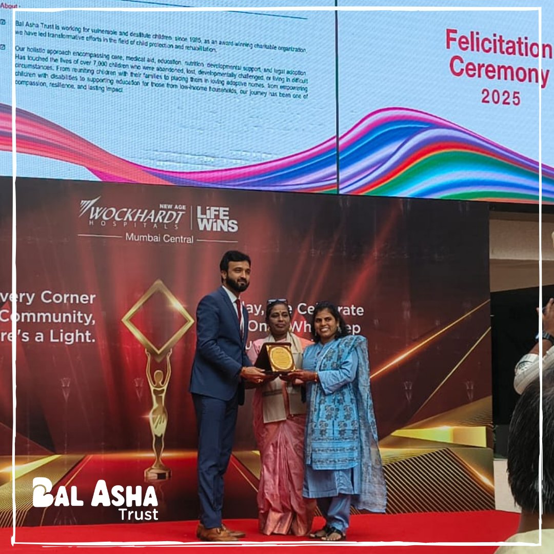 balashatrust's tweet photo. We are humbled to be felicitated by the Wockhardt Hospital for our service to the vulnerable children we deeply care about. Bal Asha always goes an extra mile to ensure that our children get the best medical support they need. We thank each one of you for your support. https://t.co/PHzPZMtzln