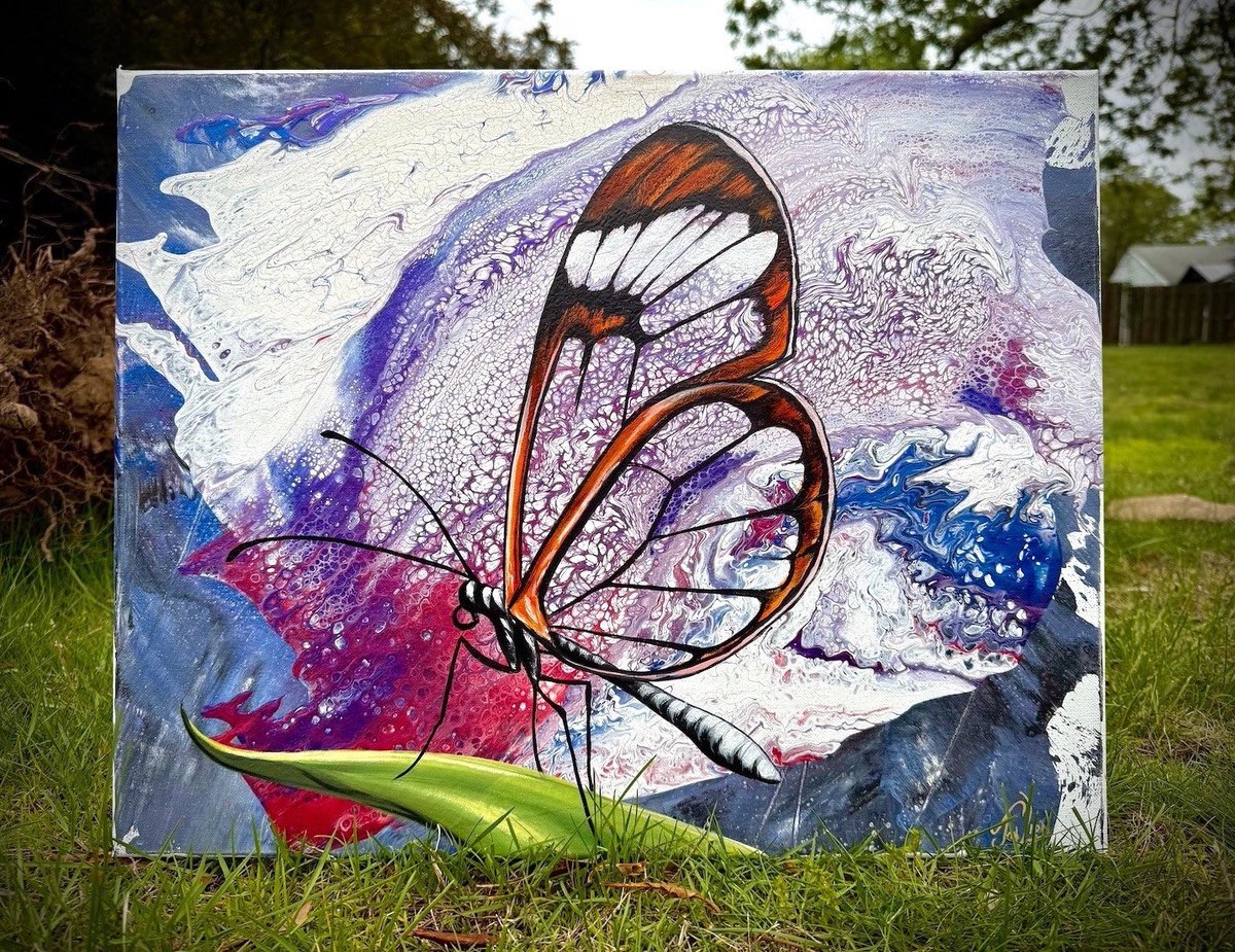 Is anyone interested in my 16 x 20 glasswing butterfly painting for $200? Message me.💜
