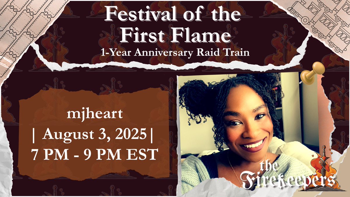Yay!!🔥 I’m part of Festival of the First Flame!! Celebrating 1 year of The Firekeepers stream team! 

Join me Tomorrow Aug 3 at 7pm Eastern for continuing my first playthrough of Elden Ring! 🔥🔥🔥🔥
📺 twitch.tv/mjheart