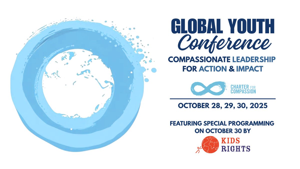 10Billion.org (@10billionfuture) on Twitter photo Proud to partner with <a href="/TheCharter/">Charter For Compassion</a> for the Global Youth Conference 2025 (Oct 28-30, virtual & free) 🚀
Youth keynotes, panels, workshops + closing day with <a href="/KidsRights/">KidsRights</a>.
Register: bit.ly/4kVGml6
#CFCYouthConf2025 #YouthLeadership Proud to partner with <a href="/TheCharter/">Charter For Compassion</a> for the Global Youth Conference 2025 (Oct 28-30, virtual & free) 🚀
Youth keynotes, panels, workshops + closing day with <a href="/KidsRights/">KidsRights</a>.
Register: bit.ly/4kVGml6
#CFCYouthConf2025 #YouthLeadership