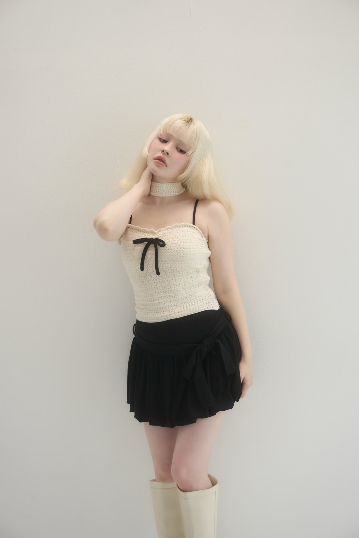 トップス Andmary Sui knit bare tops color pink Andmary Sui knit bare tops color pink ANDMARY】Lilly silk