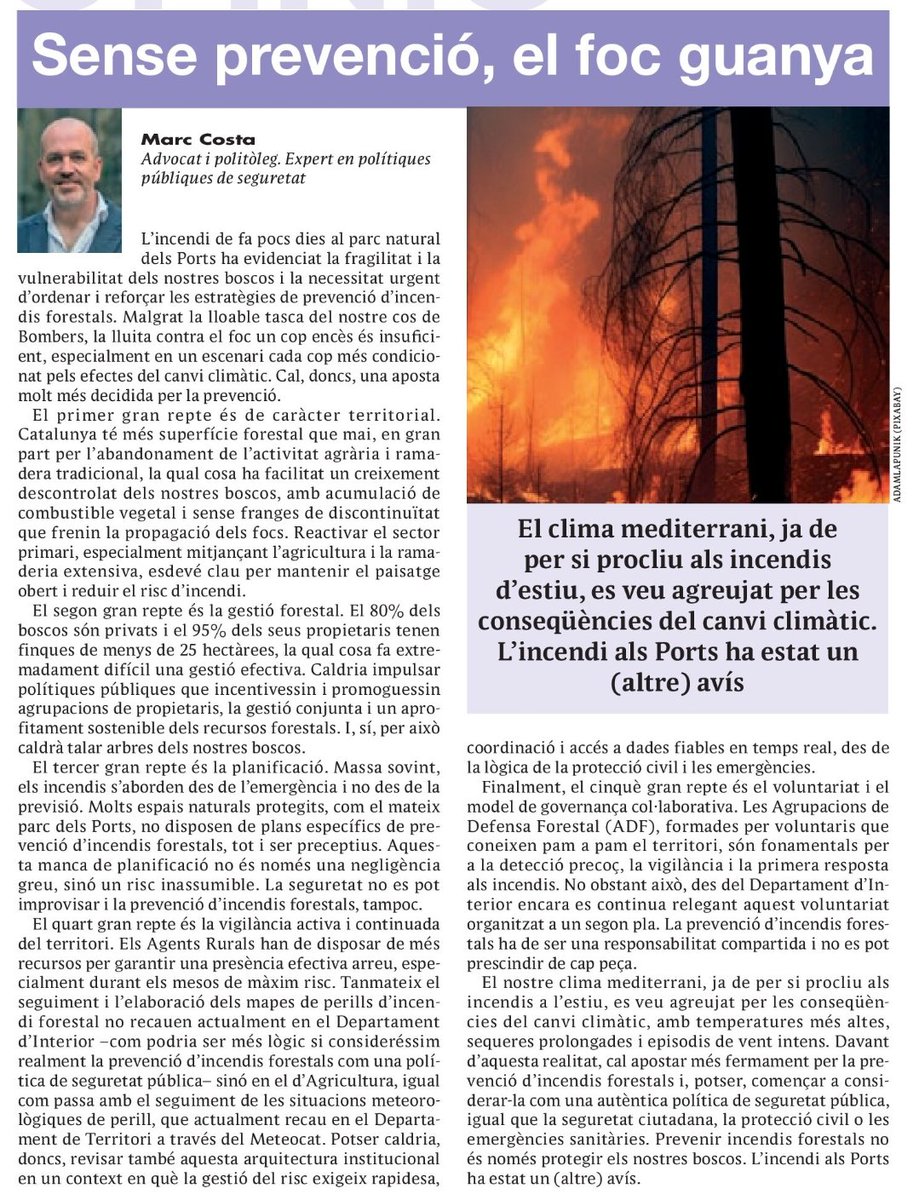 Sense prevenció, el foc guanya...