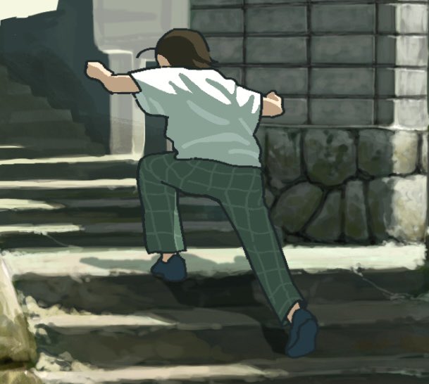 小さい人物はなるべく線画省いてカゲで表現した方がいいな